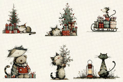 Whimsical Christmas Cats Clipart Bundle - CraftNest - Digital Crafting and Art