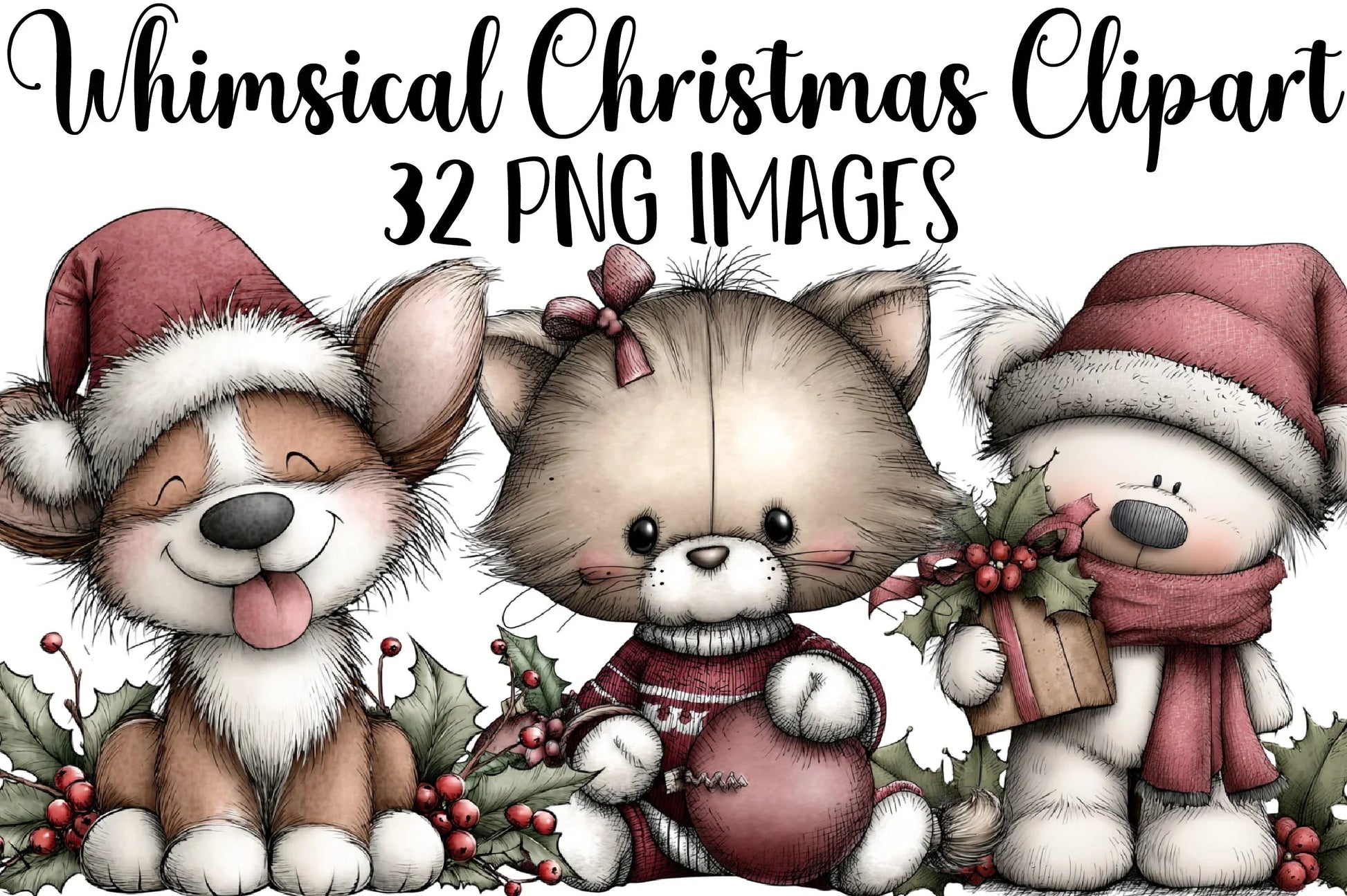 Whimsical Christmas Clipart Bundle - CraftNest - Digital Crafting and Art