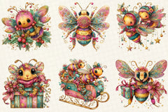 Whimsical Christmas Bee Clipart Bundle - CraftNest - Digital Crafting and Art