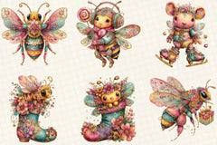 Whimsical Christmas Bee Clipart Bundle - CraftNest - Digital Crafting and Art