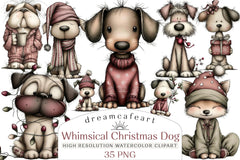 Whimsical Christmas Dog Clipart Bundle - CraftNest - Digital Crafting and Art