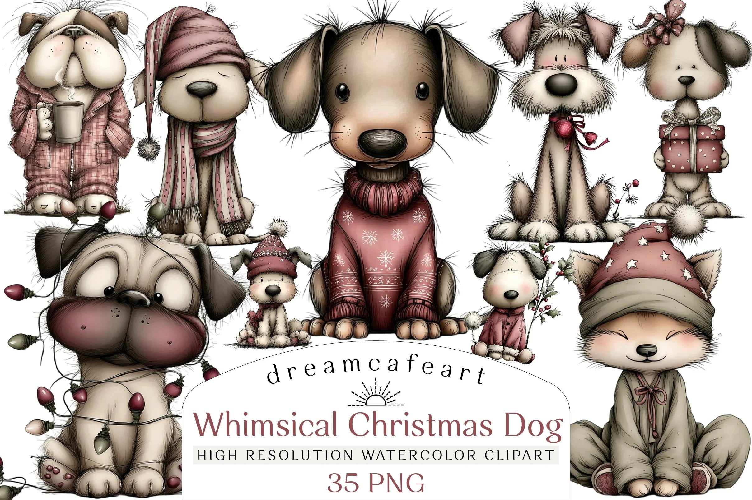 Whimsical Christmas Dog Clipart Bundle - CraftNest - Digital Crafting and Art