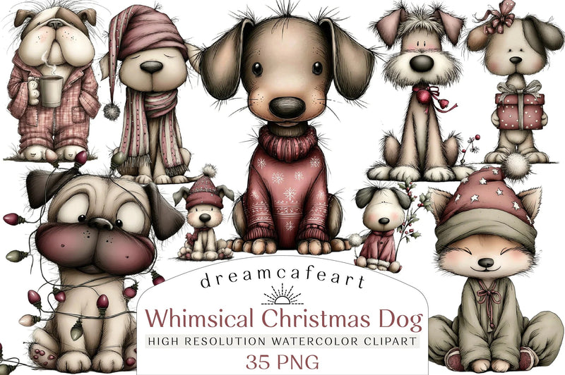 Whimsical Christmas Dog Clipart Bundle - CraftNest - Digital Crafting and Art