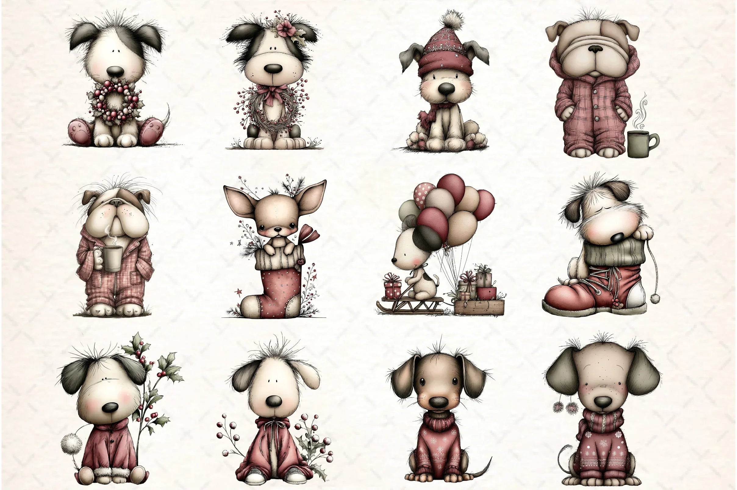 Whimsical Christmas Dog Clipart Bundle - CraftNest - Digital Crafting and Art