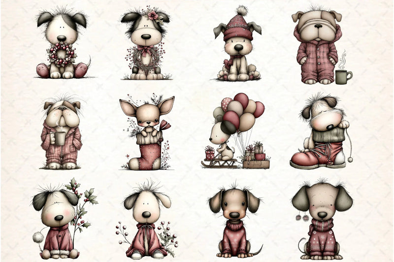 Whimsical Christmas Dog Clipart Bundle - CraftNest - Digital Crafting and Art