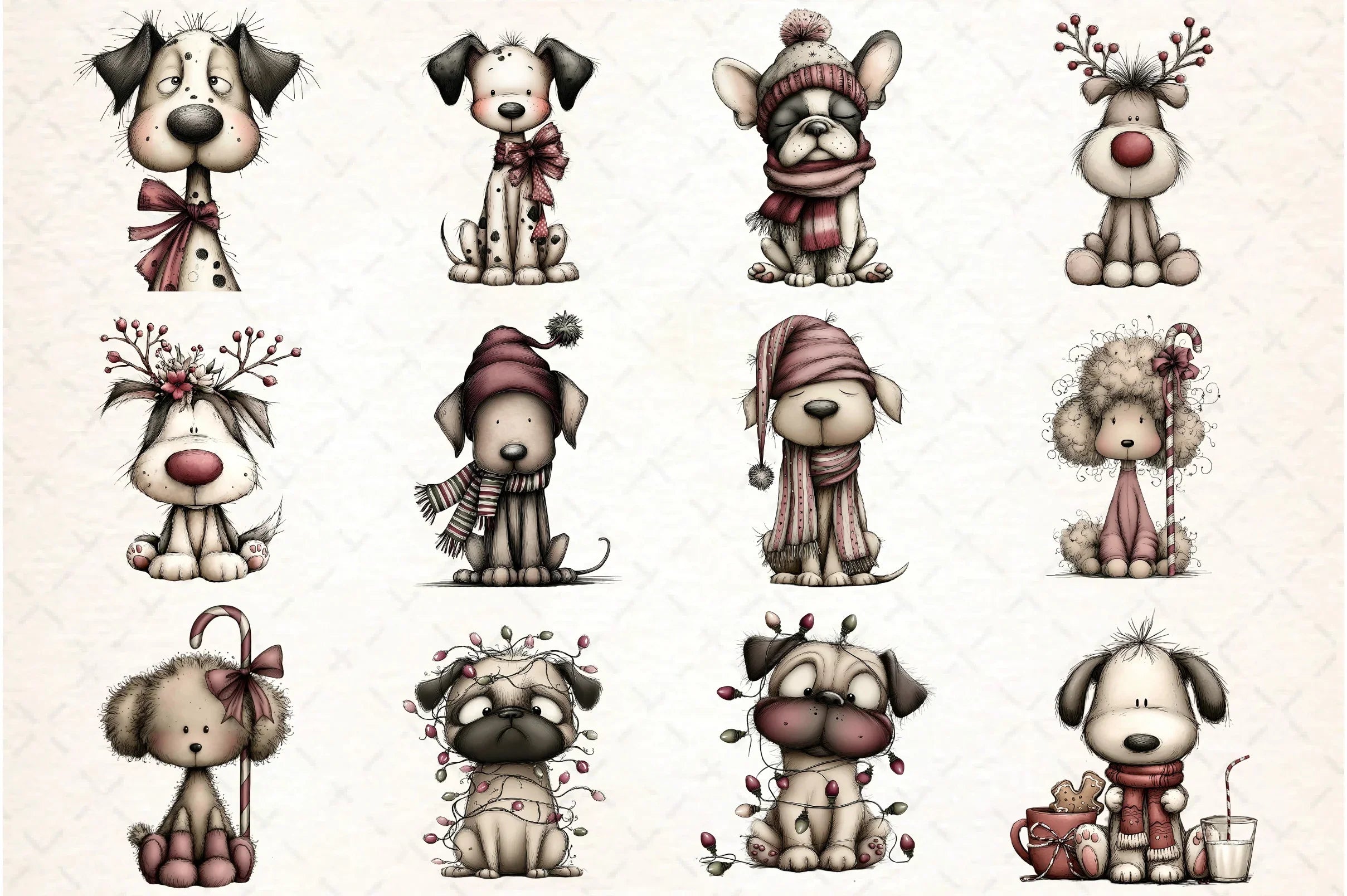 Whimsical Christmas Dog Clipart Bundle - CraftNest - Digital Crafting and Art