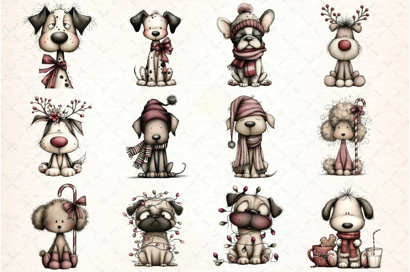 Whimsical Christmas Dog Clipart Bundle - CraftNest - Digital Crafting and Art