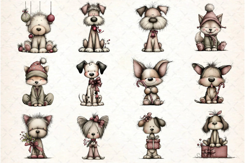 Whimsical Christmas Dog Clipart Bundle - CraftNest - Digital Crafting and Art