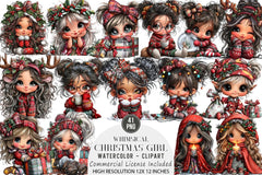 Whimsical Christmas Girl Clipart Bundle - CraftNest - Digital Crafting and Art