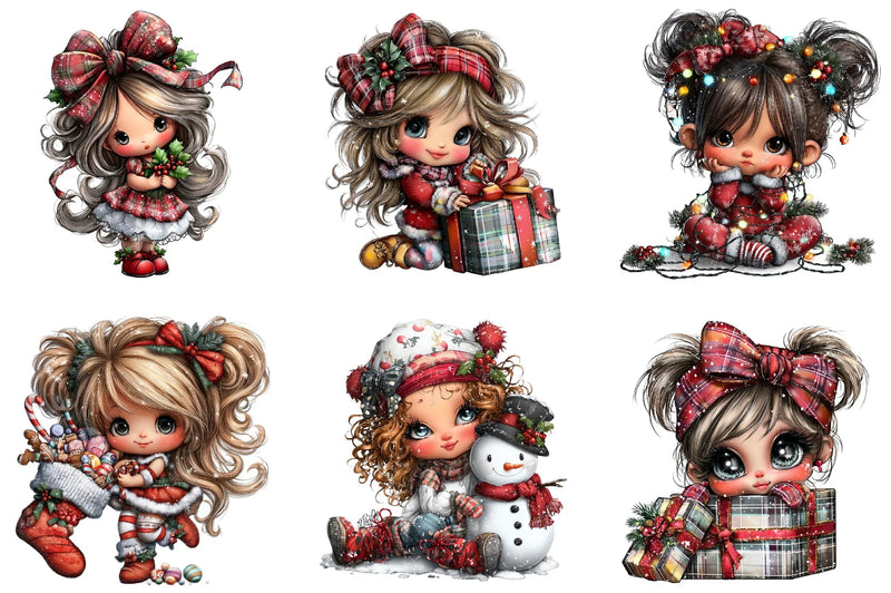 Whimsical Christmas Girl Clipart Bundle - CraftNest - Digital Crafting and Art