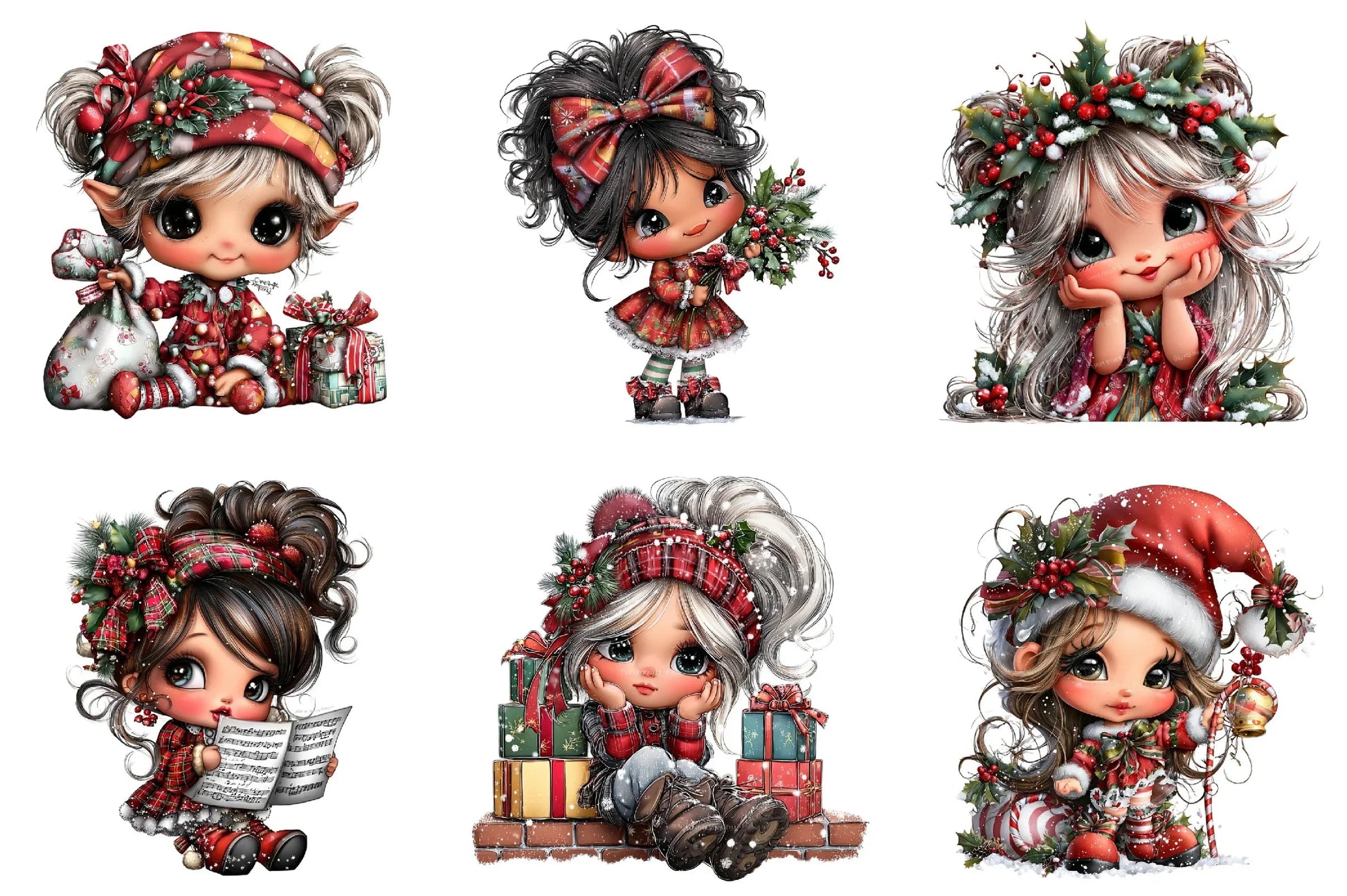 Whimsical Christmas Girl Clipart Bundle - CraftNest - Digital Crafting and Art