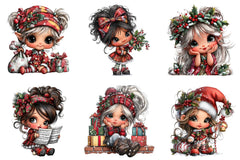 Whimsical Christmas Girl Clipart Bundle - CraftNest - Digital Crafting and Art