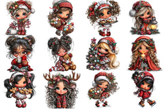 Whimsical Christmas Girl Clipart Bundle - CraftNest - Digital Crafting and Art