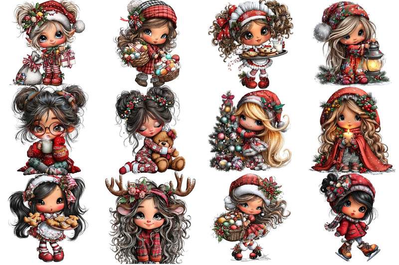 Whimsical Christmas Girl Clipart Bundle - CraftNest - Digital Crafting and Art
