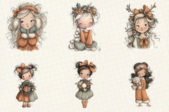 Whimsical Christmas Girl Clipart Bundle - CraftNest - Digital Crafting and Art