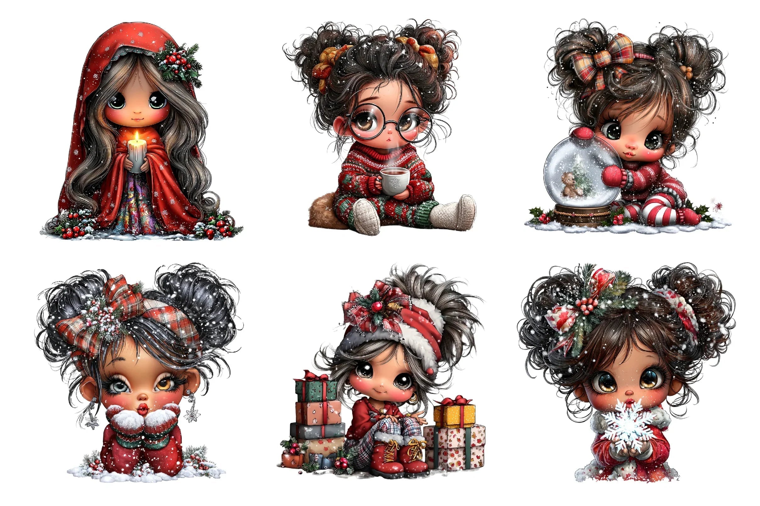 Whimsical Christmas Girl Clipart Bundle - CraftNest - Digital Crafting and Art