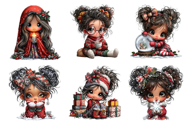 Whimsical Christmas Girl Clipart Bundle - CraftNest - Digital Crafting and Art