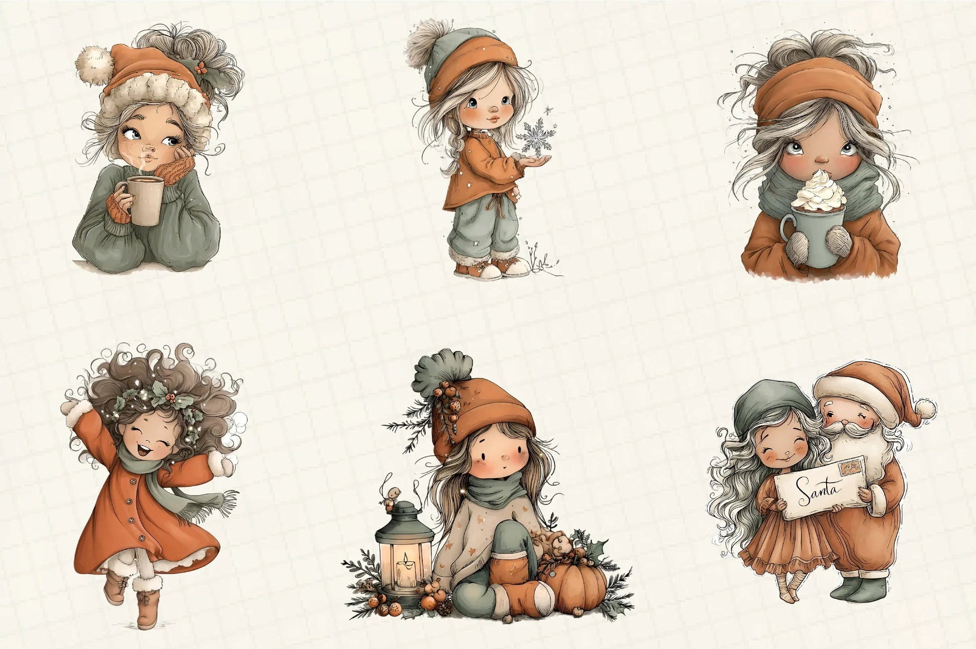 Whimsical Christmas Girl Clipart Bundle - CraftNest - Digital Crafting and Art