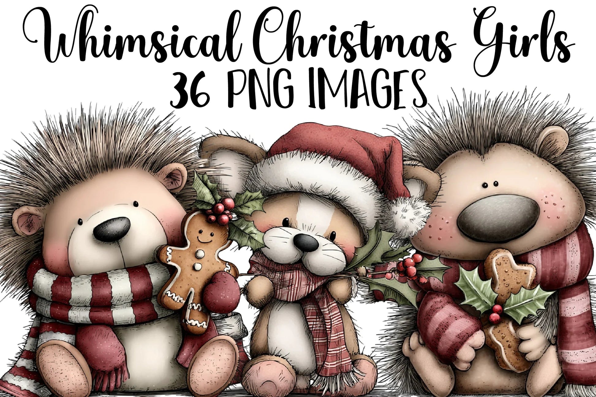 Whimsical Christmas Girls Clipart Bundle - CraftNest - Digital Crafting and Art