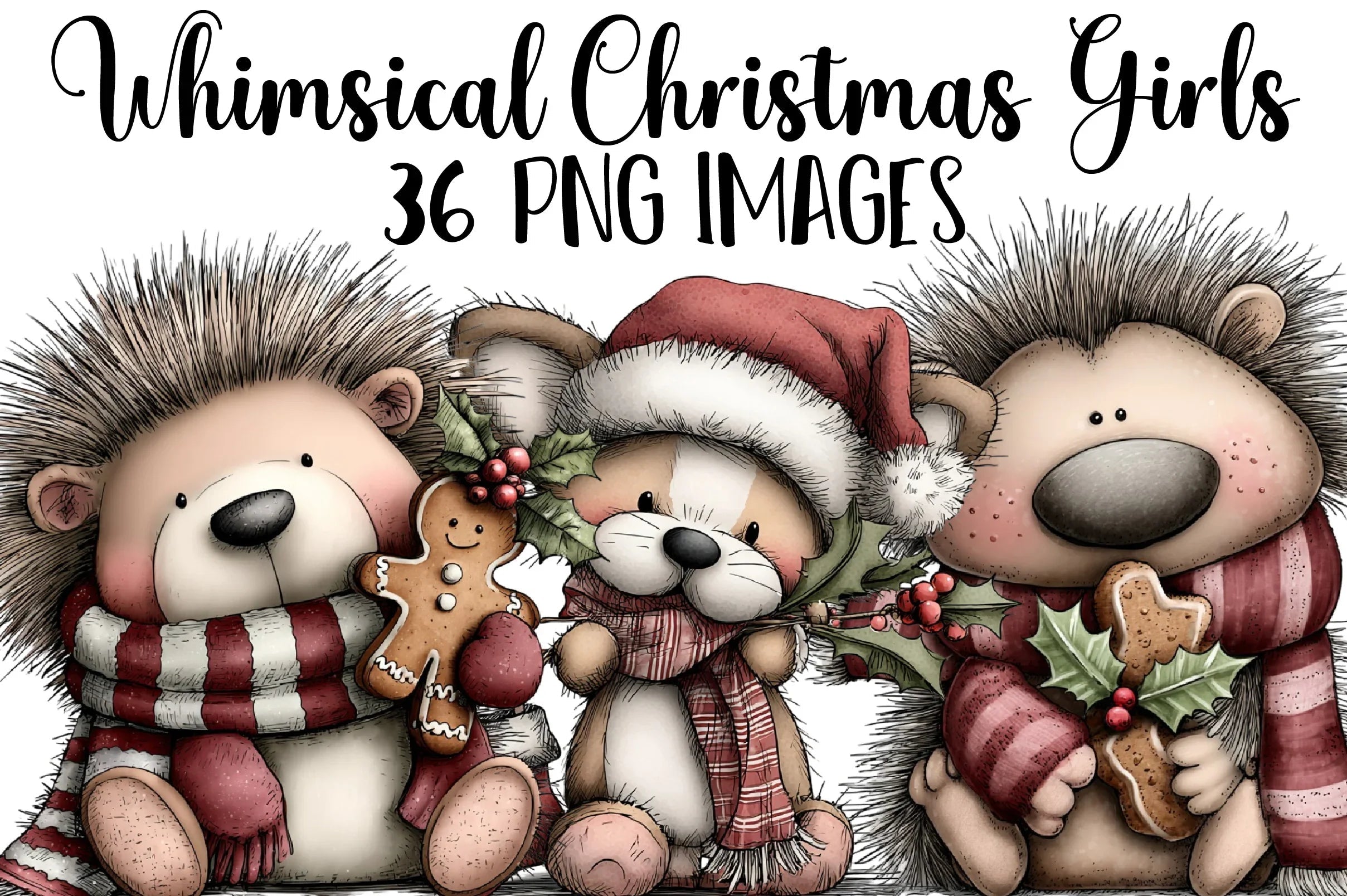 Whimsical Christmas Girls Clipart Bundle - CraftNest - Digital Crafting and Art