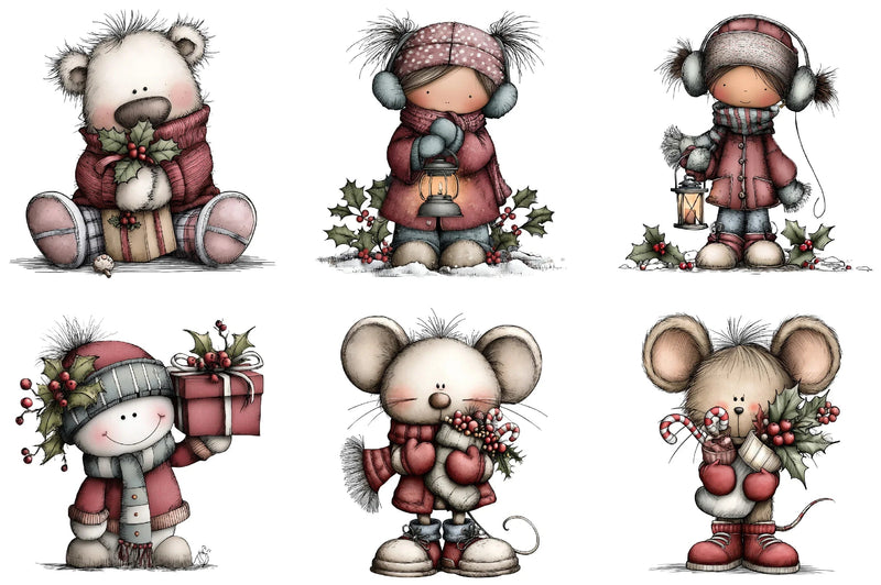 Whimsical Christmas Girls Clipart Bundle - CraftNest - Digital Crafting and Art