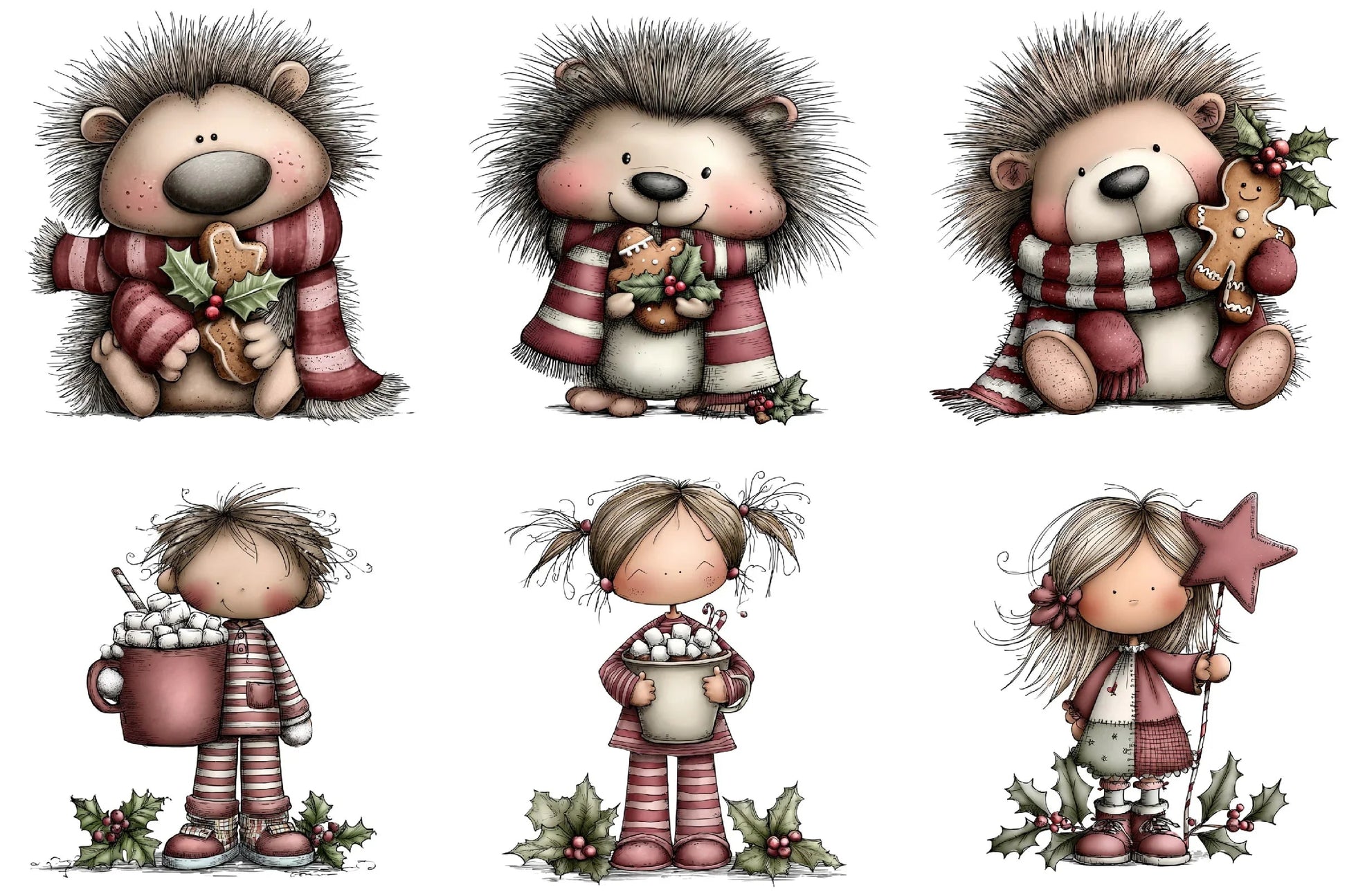 Whimsical Christmas Girls Clipart Bundle - CraftNest - Digital Crafting and Art