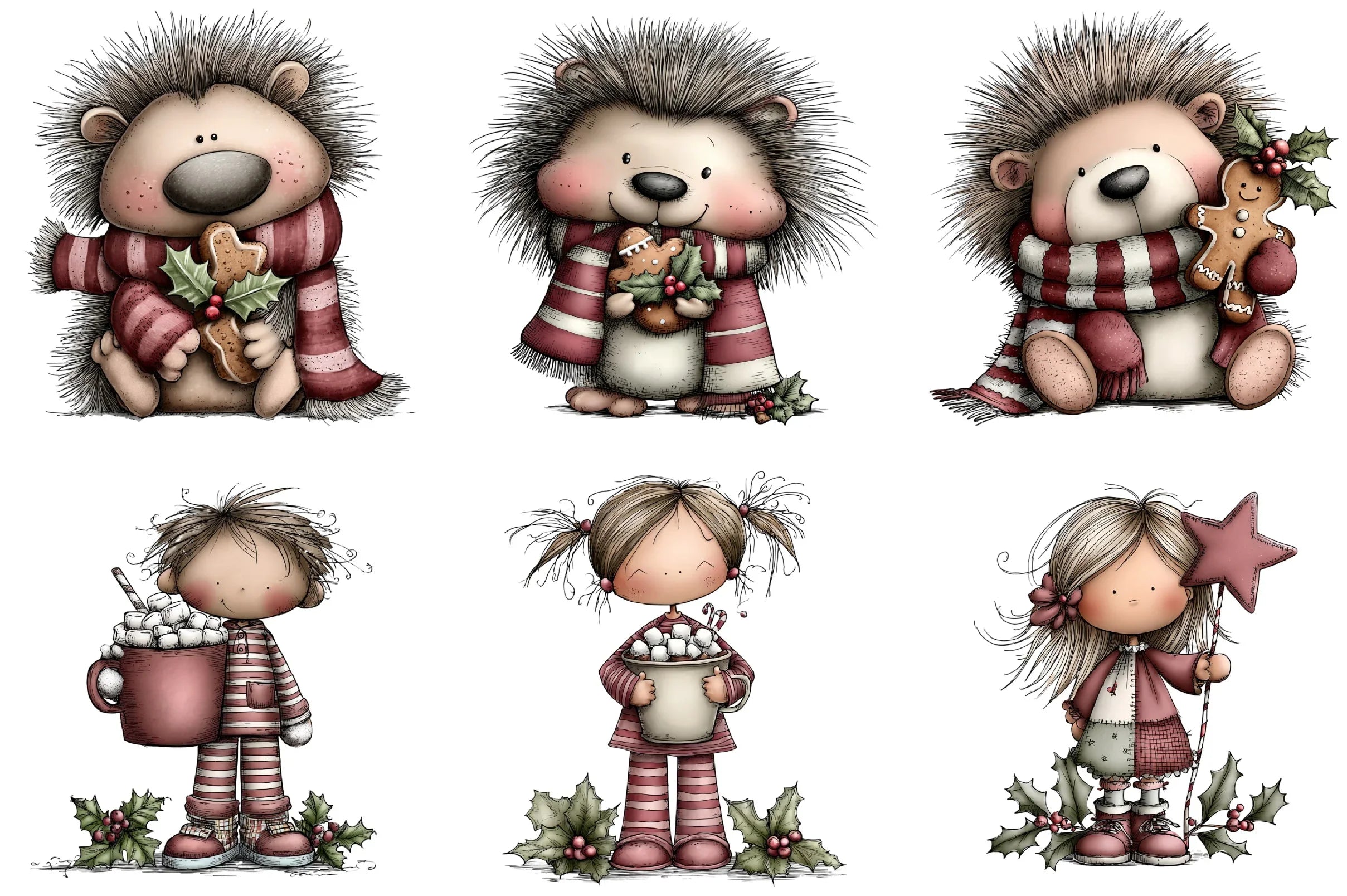 Whimsical Christmas Girls Clipart Bundle - CraftNest - Digital Crafting and Art