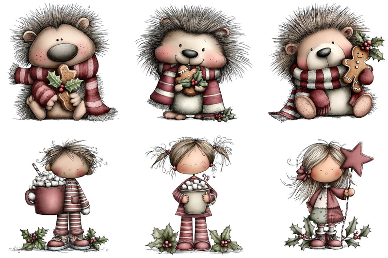Whimsical Christmas Girls Clipart Bundle - CraftNest - Digital Crafting and Art