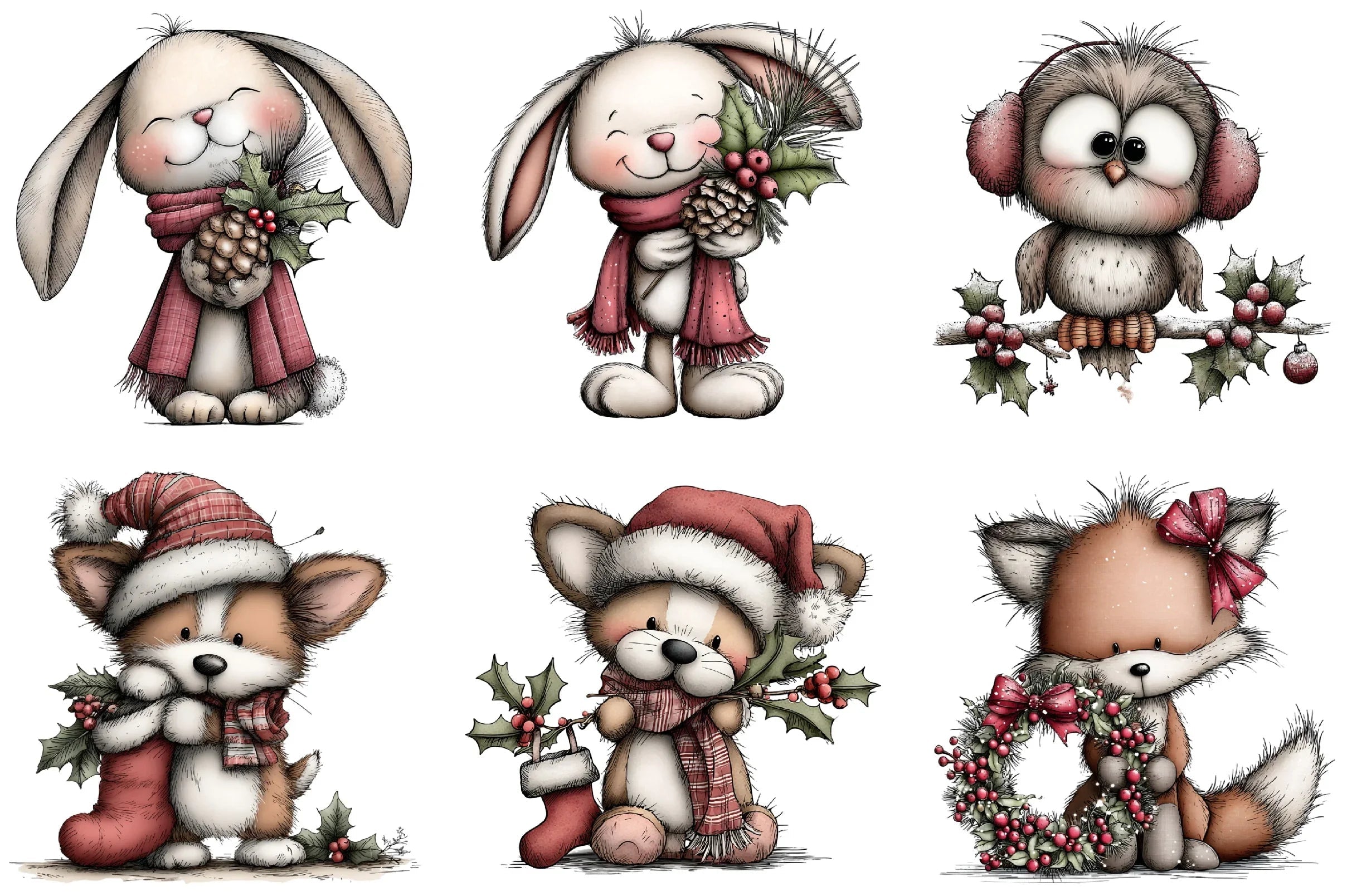 Whimsical Christmas Girls Clipart Bundle - CraftNest - Digital Crafting and Art