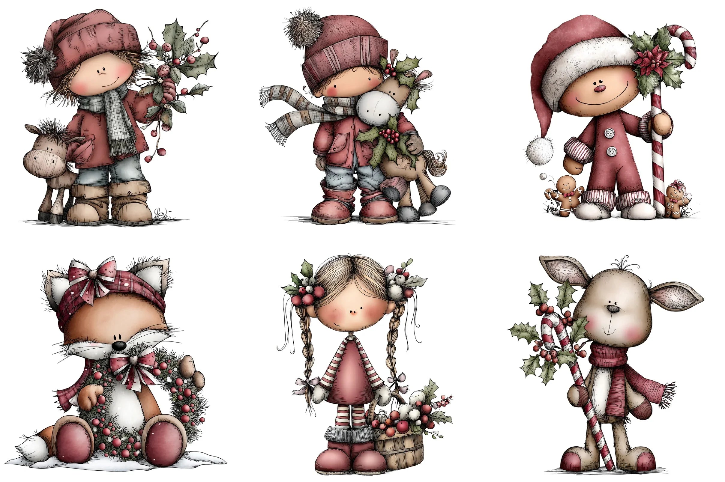 Whimsical Christmas Girls Clipart Bundle - CraftNest - Digital Crafting and Art