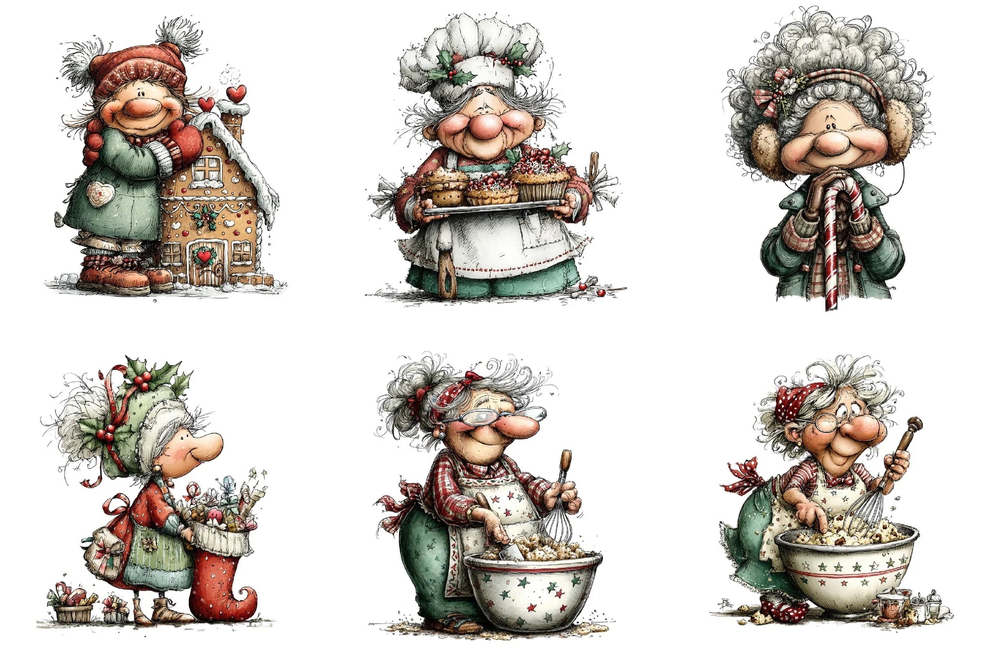 Whimsical Christmas Grandma Clipart Bundle - CraftNest - Digital Crafting and Art