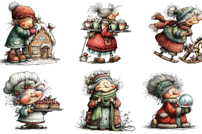 Whimsical Christmas Grandma Clipart Bundle - CraftNest - Digital Crafting and Art