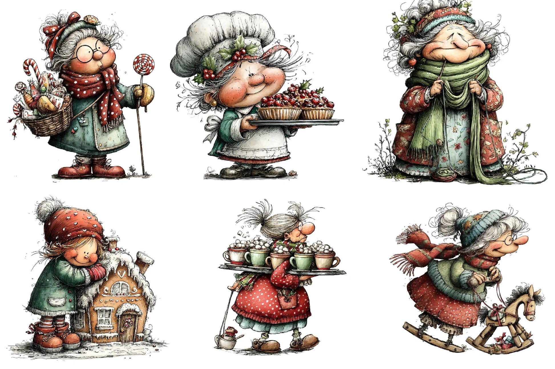 Whimsical Christmas Grandma Clipart Bundle - CraftNest - Digital Crafting and Art