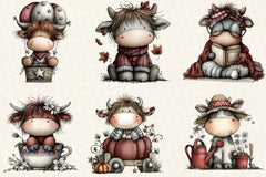 Whimsical Christmas Highland Cow Clipart Bundle - CraftNest - Digital Crafting and Art