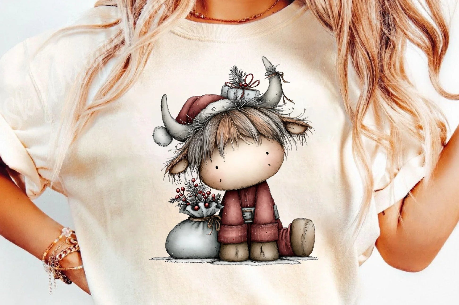 Whimsical Christmas Highland Cow Clipart Bundle - CraftNest - Digital Crafting and Art