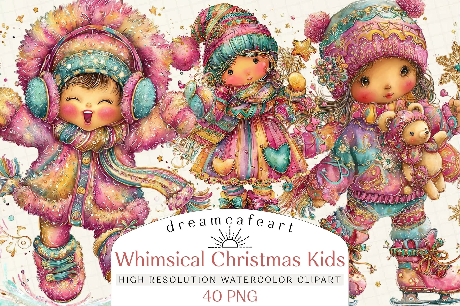 Whimsical Christmas Kids Clipart Bundle - CraftNest - Digital Crafting and Art