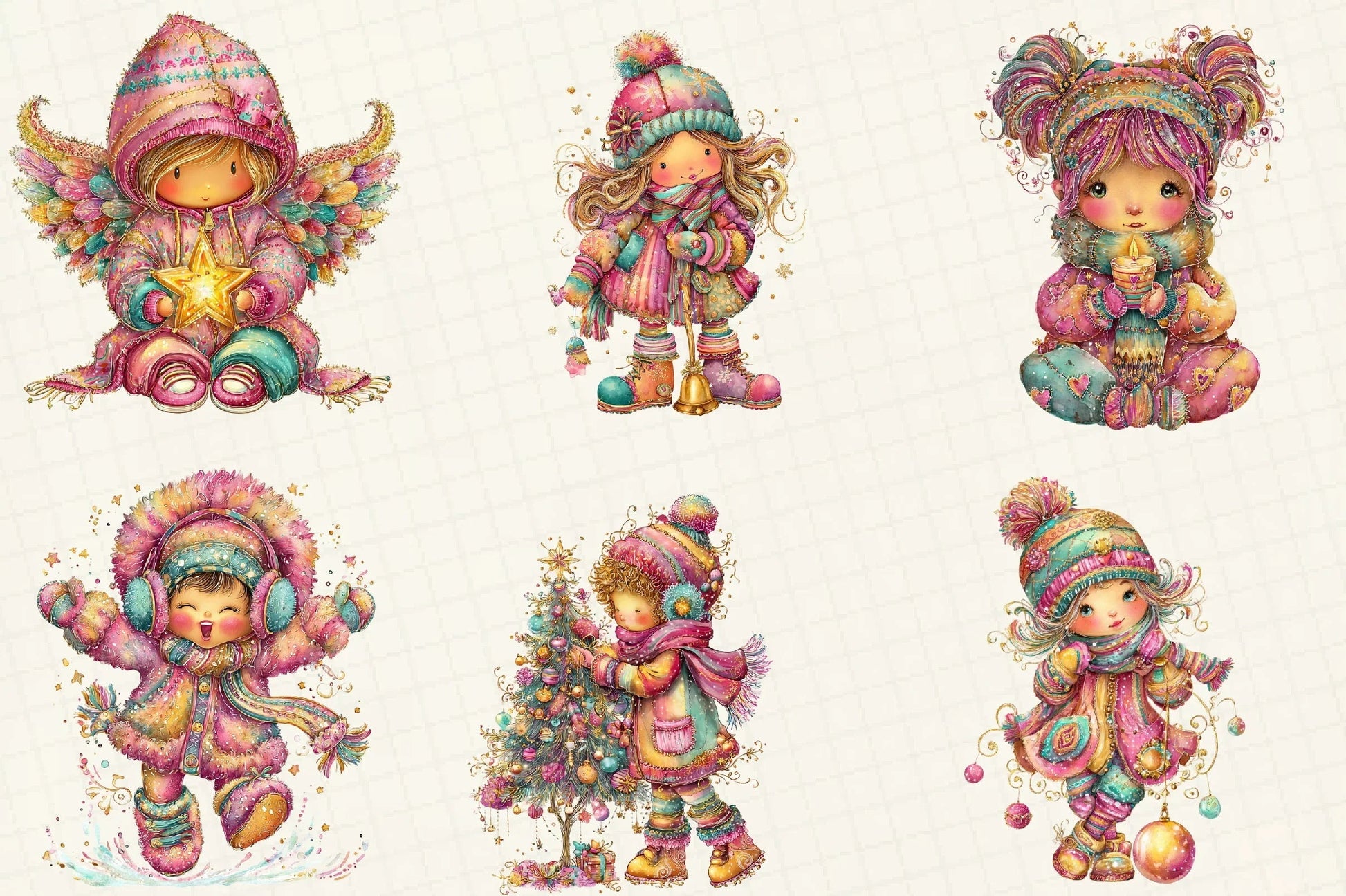 Whimsical Christmas Kids Clipart Bundle - CraftNest - Digital Crafting and Art