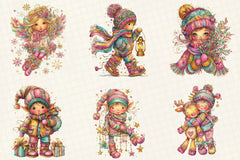 Whimsical Christmas Kids Clipart Bundle - CraftNest - Digital Crafting and Art