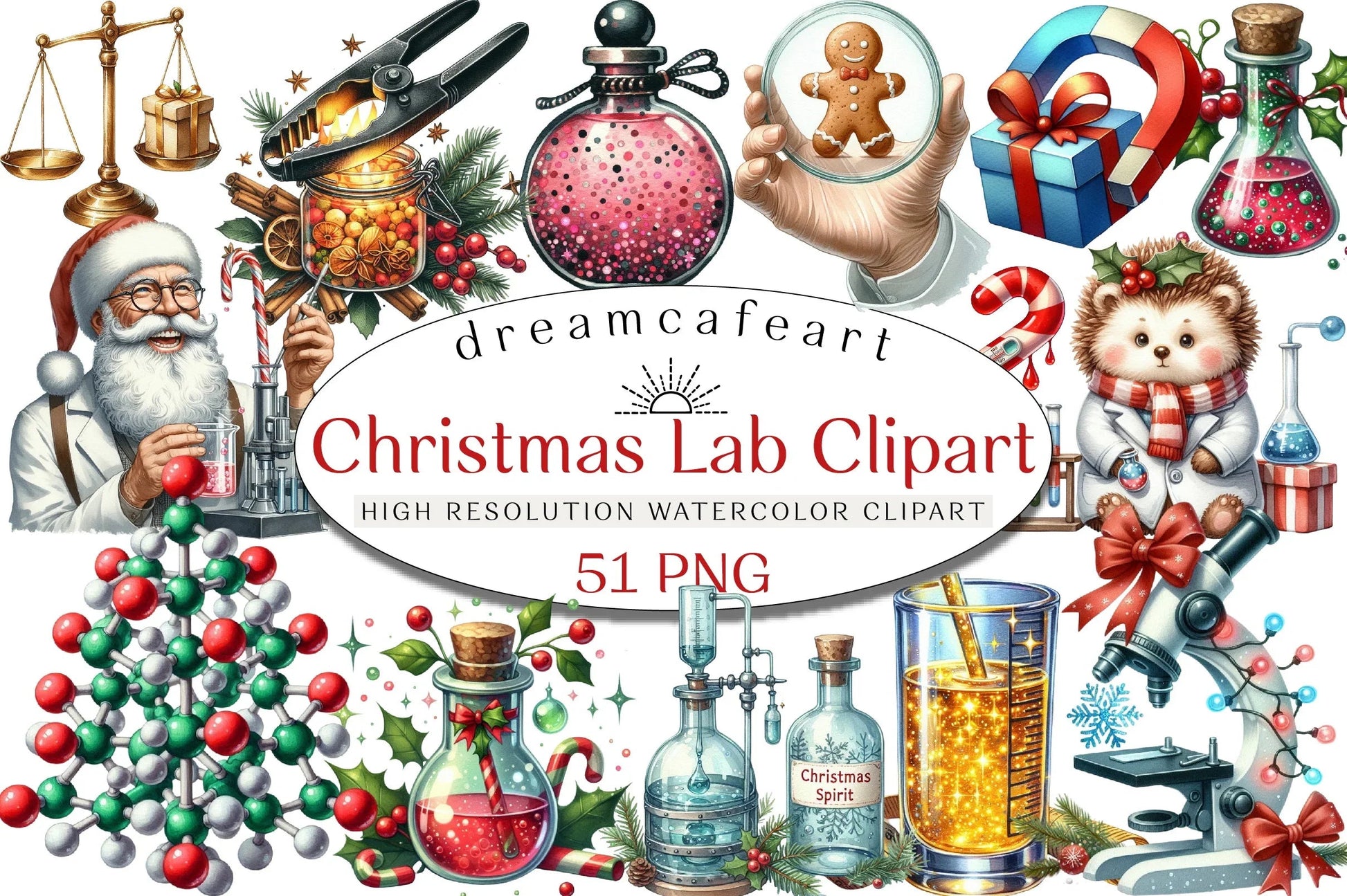 Whimsical Christmas Lab Clipart Bundle - CraftNest - Digital Crafting and Art