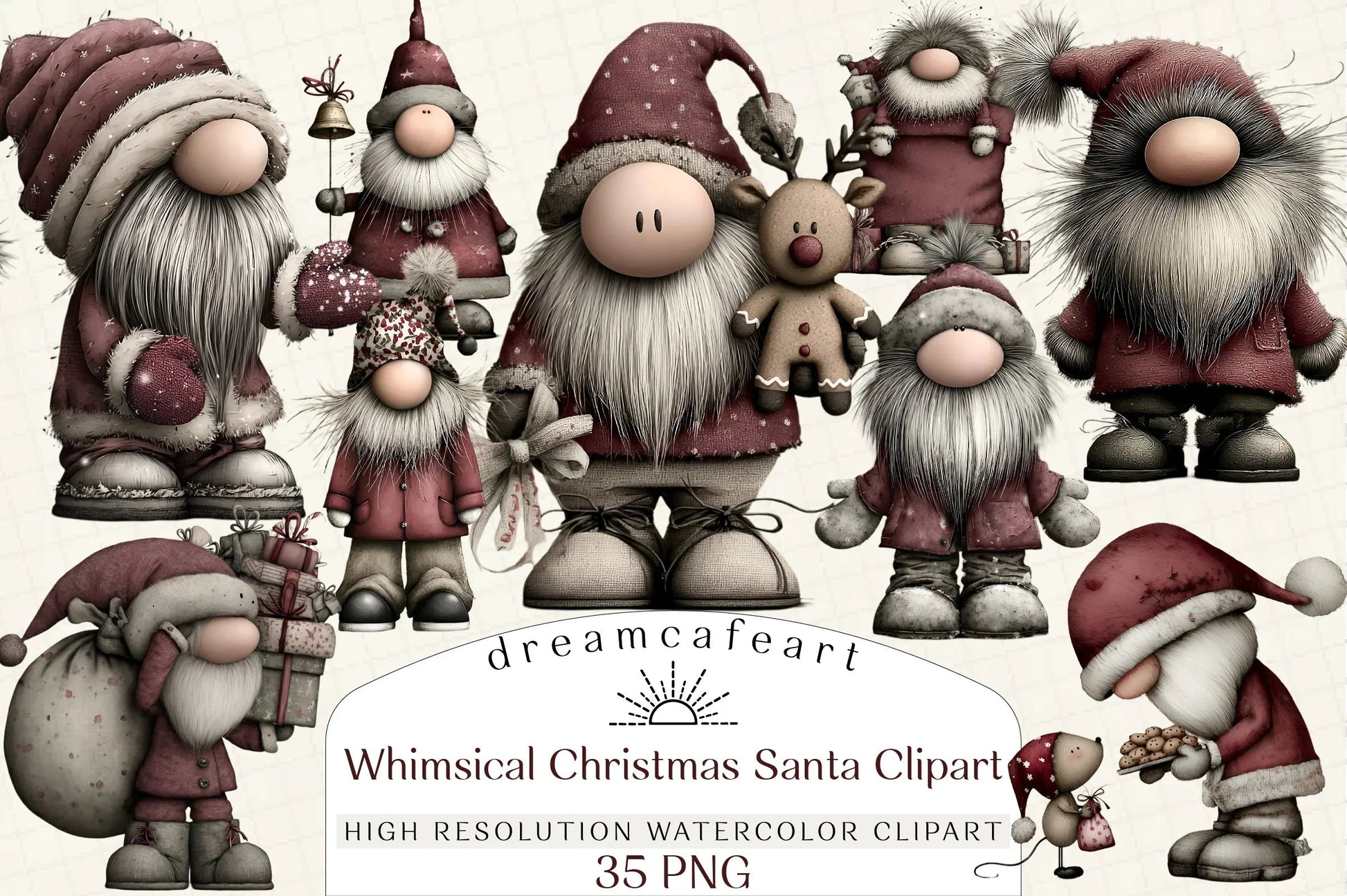 Whimsical Christmas Santa Clipart Bundle - CraftNest - Digital Crafting and Art
