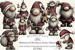 Whimsical Christmas Santa Clipart Bundle - CraftNest - Digital Crafting and Art