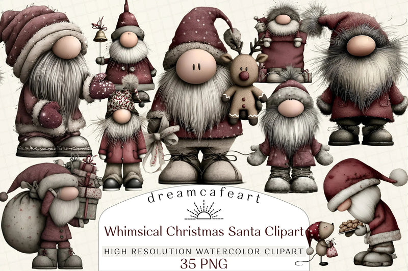Whimsical Christmas Santa Clipart Bundle - CraftNest - Digital Crafting and Art