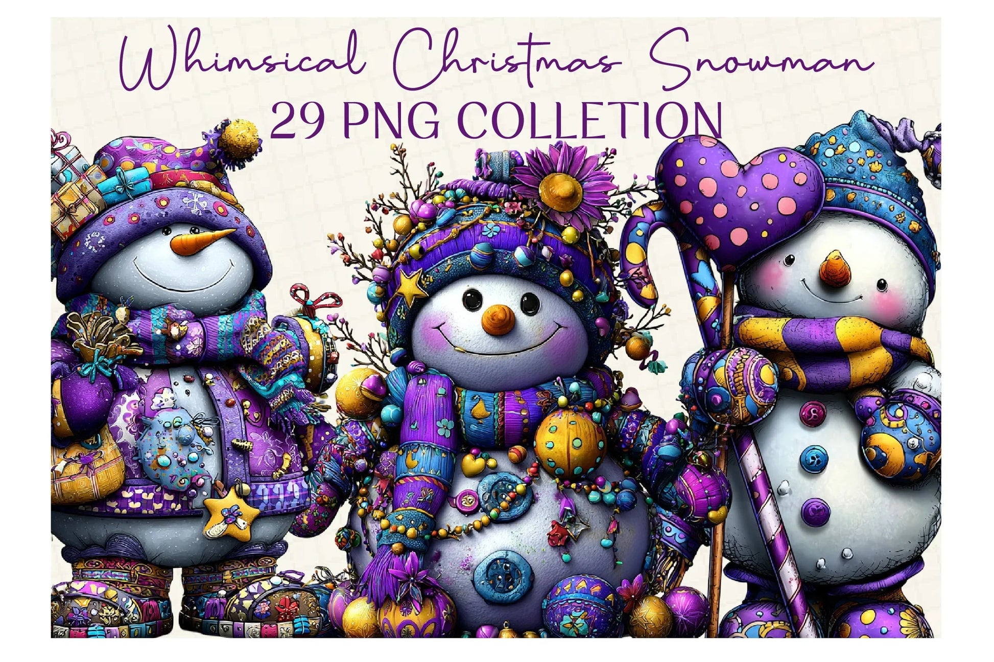 Whimsical Christmas Snowman Clipart Bundle - CraftNest - Digital Crafting and Art