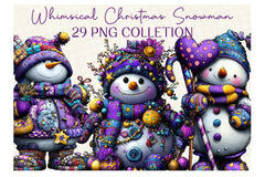 Whimsical Christmas Snowman Clipart Bundle - CraftNest - Digital Crafting and Art
