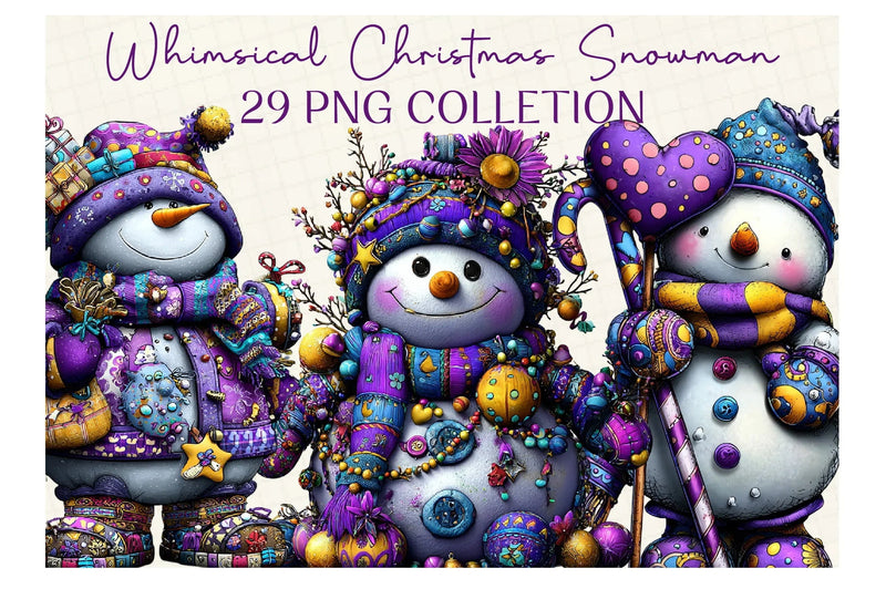 Whimsical Christmas Snowman Clipart Bundle - CraftNest - Digital Crafting and Art