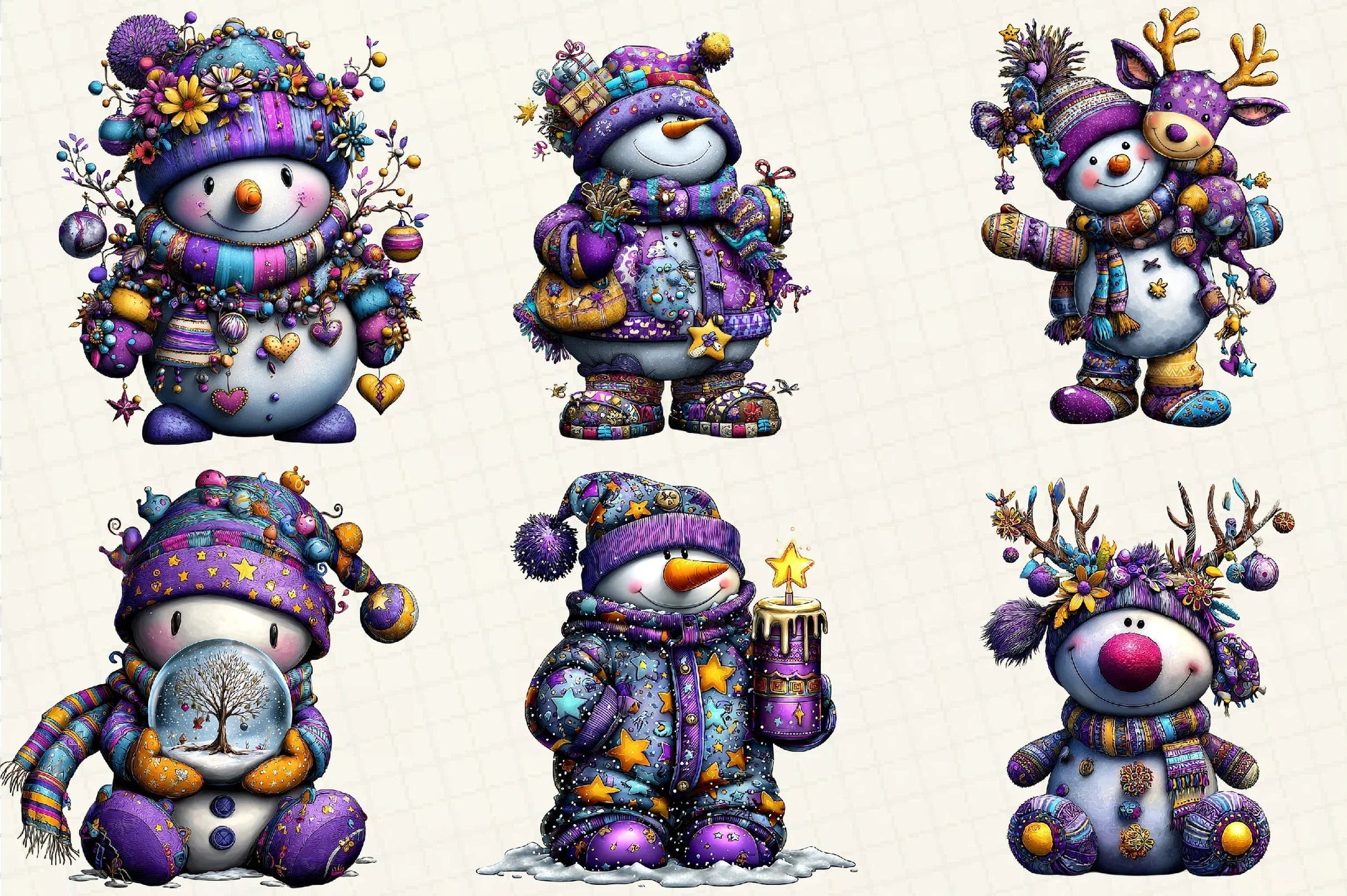 Whimsical Christmas Snowman Clipart Bundle - CraftNest - Digital Crafting and Art