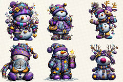 Whimsical Christmas Snowman Clipart Bundle - CraftNest - Digital Crafting and Art