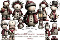 Whimsical Christmas Snowman Clipart Bundle - CraftNest - Digital Crafting and Art