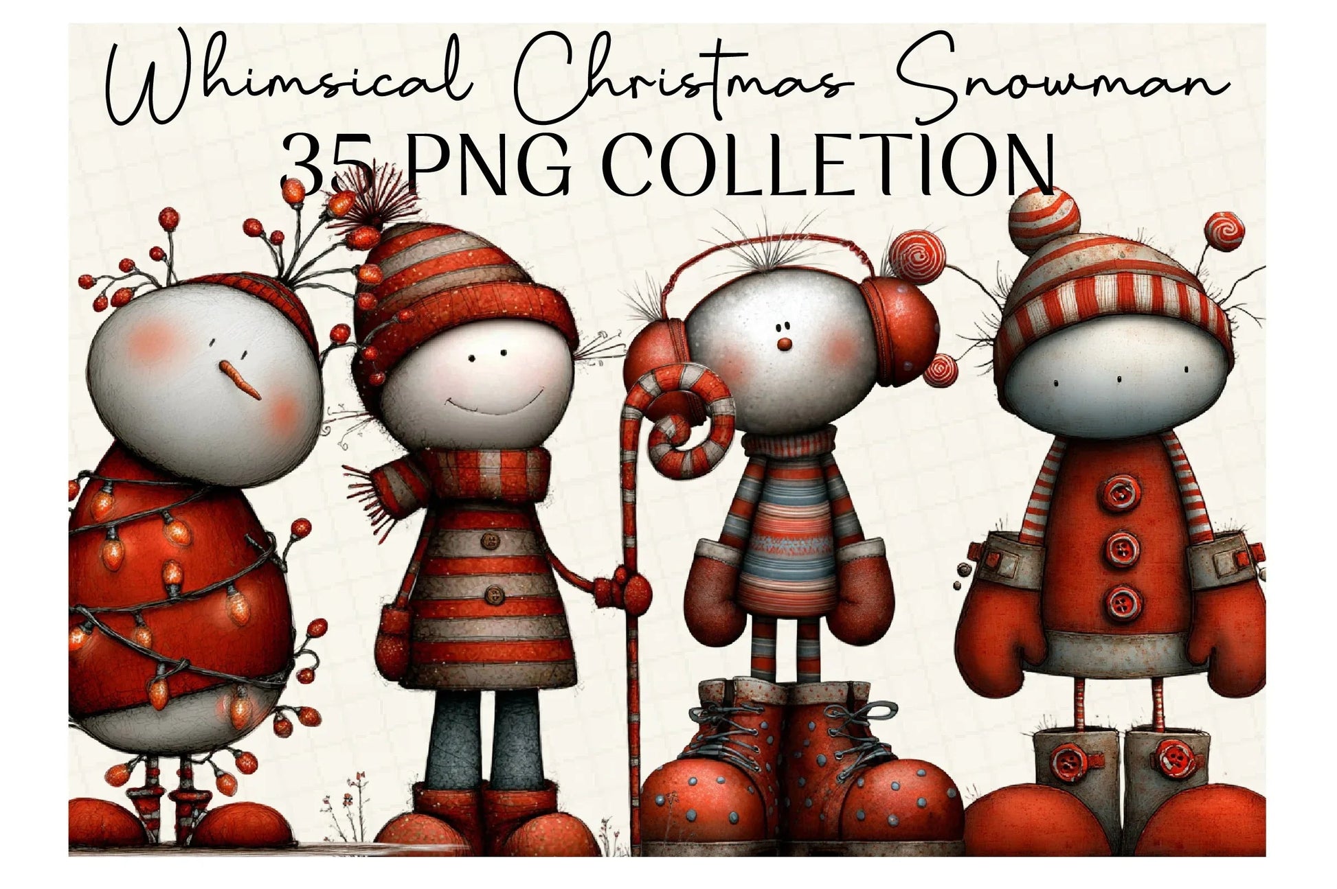 Whimsical Christmas Snowman Clipart Bundle - CraftNest - Digital Crafting and Art