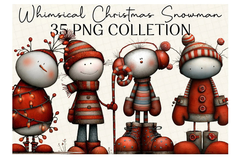 Whimsical Christmas Snowman Clipart Bundle - CraftNest - Digital Crafting and Art